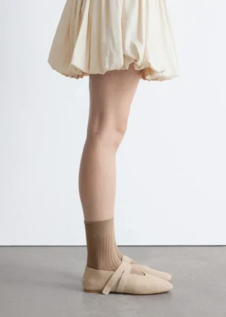 Cross-Strap Suede Ballet Flats