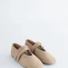 Cross-Strap Suede Ballet Flats