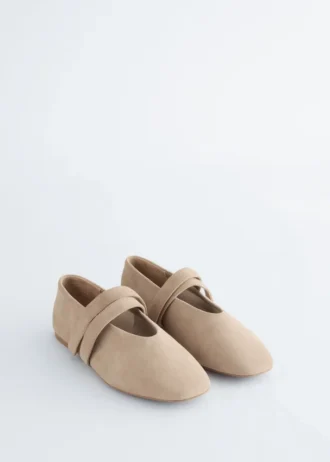 Cross-Strap Suede Ballet Flats