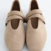 Cross-Strap Suede Ballet Flats