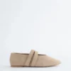 Cross-Strap Suede Ballet Flats