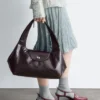 Curved Leather Shoulder Bag
