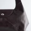 Curved Leather Shoulder Bag
