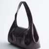 Curved Leather Shoulder Bag