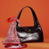 Curved Leather Shoulder Bag
