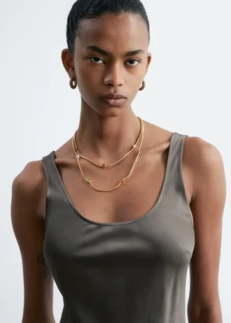 Double Chain Stone Necklace