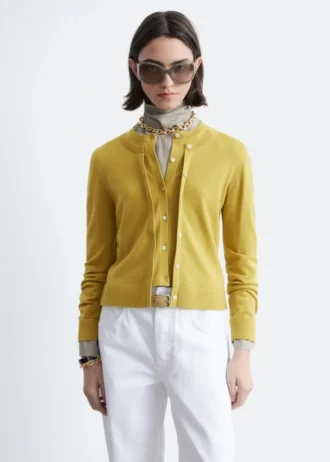 Double-Layer Merino Wool Cardigan