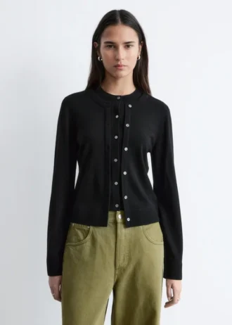 Double-Layer Merino Wool Cardigan