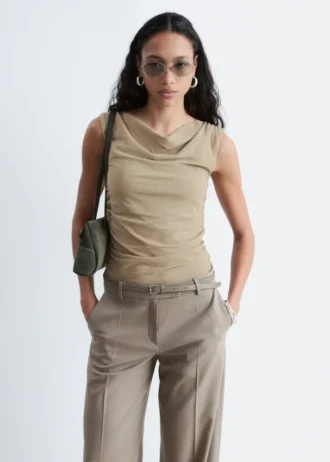 Draped Cowl-Neck Top