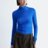 Draped Turtleneck Top