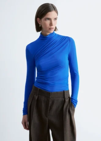 Draped Turtleneck Top