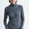 Draped Turtleneck Top