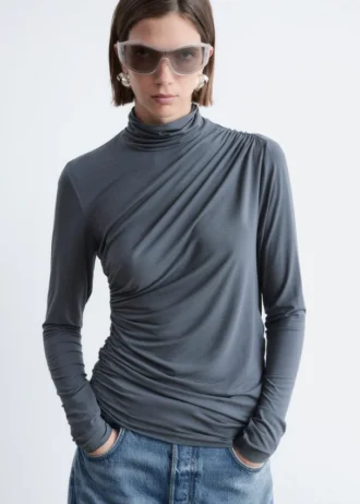 Draped Turtleneck Top