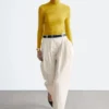 Draped Turtleneck Top