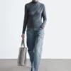 Draped Turtleneck Top