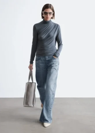 Draped Turtleneck Top