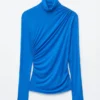 Draped Turtleneck Top