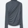 Draped Turtleneck Top