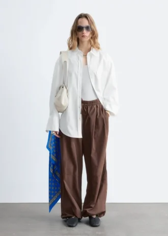 Drawstring Barrel Leg Trousers