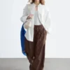 Drawstring Barrel Leg Trousers