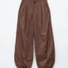 Drawstring Barrel Leg Trousers