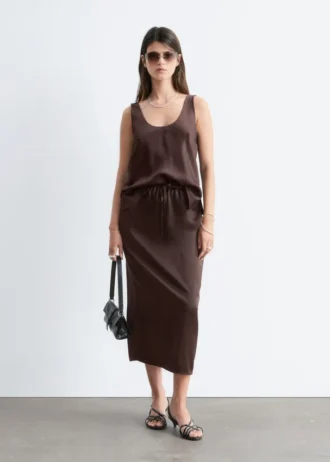 Drawstring Midi Skirt