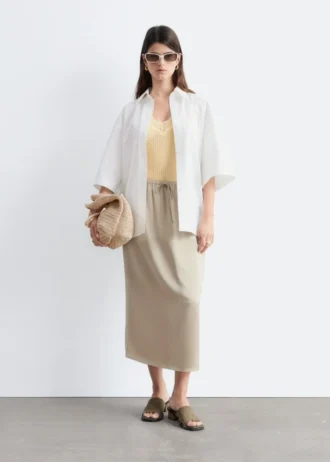 Drawstring Midi Skirt
