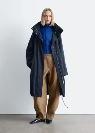 Drawstring Parka Coat