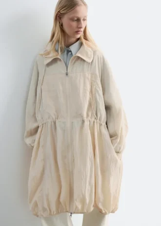 Drawstring Parka Coat
