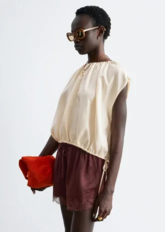 Drawstring Silk Top