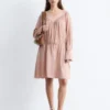Drawstring V-Neck Mini Dress