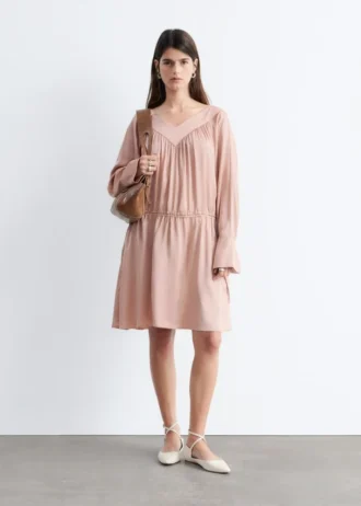 Drawstring V-Neck Mini Dress