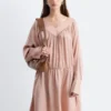 Drawstring V-Neck Mini Dress