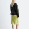Drawstring-Waist Leather Jacket