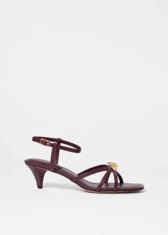 Embellished Heeled Leather Sandals