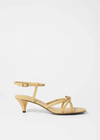 Embellished Heeled Leather Sandals