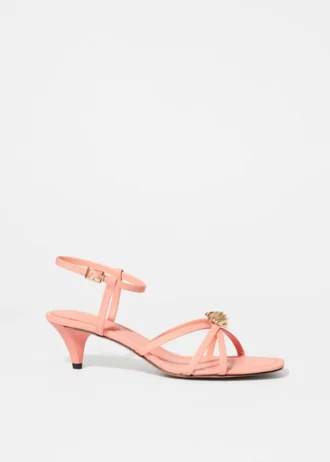 Embellished Heeled Leather Sandals