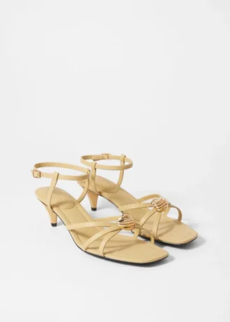 Embellished Heeled Leather Sandals