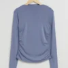 Fitted Boat Neck Ruched Top
