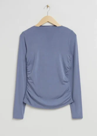 Fitted Boat Neck Ruched Top