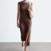 Fitted Satin Maxi Dress