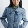 Fitted Zip-Up Denim Jacket