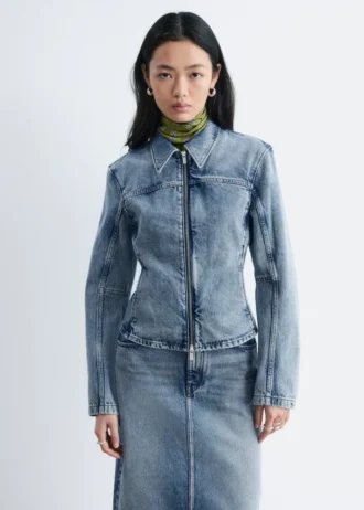 Fitted Zip-Up Denim Jacket