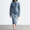 Fitted Zip-Up Denim Jacket