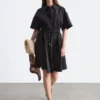 Flared Drawcord Mini Dress