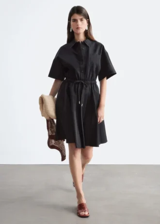 Flared Drawcord Mini Dress