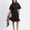 Flared Drawcord Mini Dress