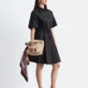 Flared Drawcord Mini Dress
