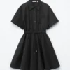 Flared Drawcord Mini Dress