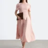 Flared Linen Midi Dress